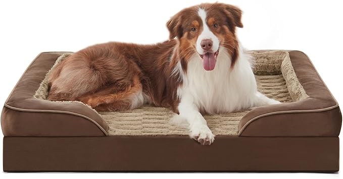 FURTIME Orthopedic Dog Bed for Medium Size Dog, Waterproof Dog Beds, 35x25x6.5 Supportive Foam Pet Couch Bed with Removable Washable Cover and Nonskid Bottom