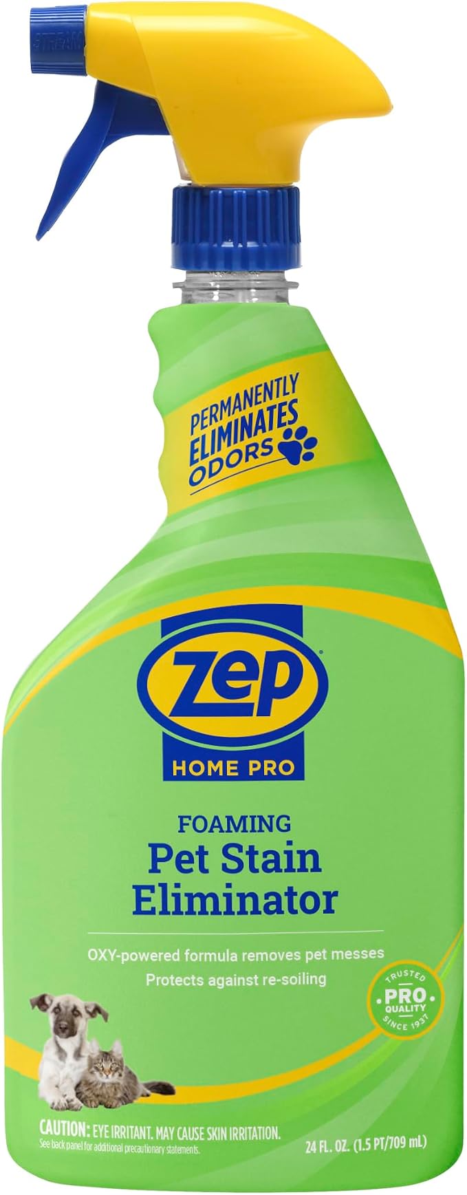 Zep Home Pro Foaming Pet Stain Eliminator - 24 Fl. Oz. - R53206 - Permanently eliminates indoor dog and cat odors from your home furnishings, upholstery, and textiles