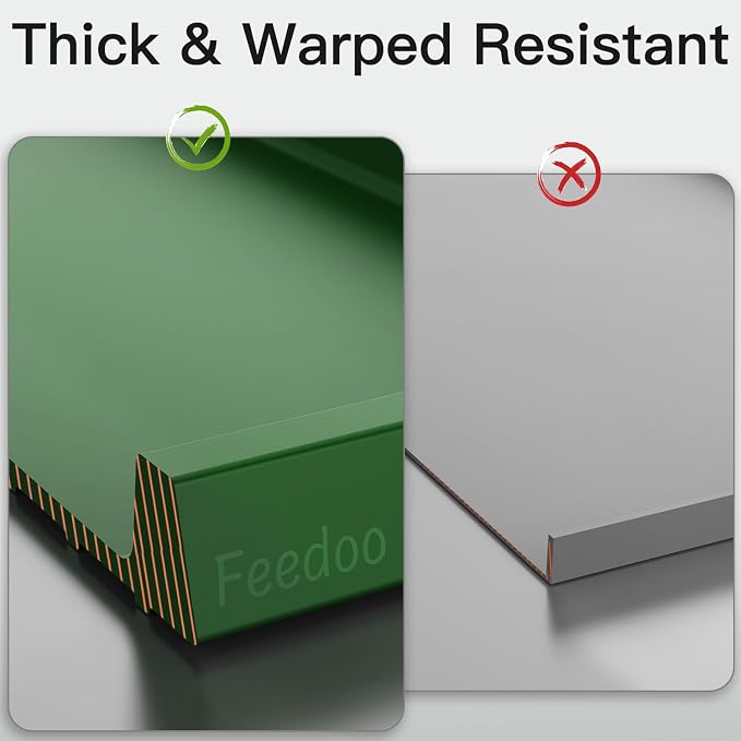 Pet Feeding Mat [Warped Resistant Raised Edge], Water-Proof Silicone Placement for Food Water Bowls, Anti-Slip Base Protect Floor, BPA-Free&Dishwasher-Safe [23.5x13.5inch Large, Green]