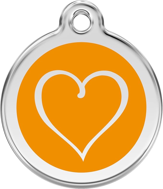 Red Dingo Personalized Tribal Heart Pet ID Dog Tag (Medium Orange)