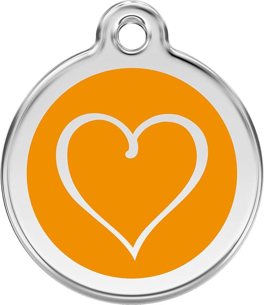 Red Dingo Personalized Tribal Heart Pet ID Dog Tag (Large Orange)