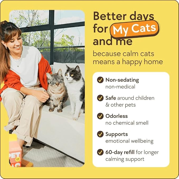 TherapetMD Cat Calming Diffuser Refill Kit (2-Pack, 60-Day Supply) – Cat Pheromone Refill for Stress, Pee Spraying, Fighting, Aggression, Meowing & Scratching – Use with TheraPet MD Diffuser