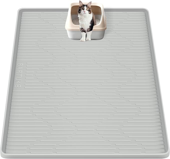 Silicone Cat Litter Box Mat 28"x 22" Extra Large Cat Rubber Mat | Cat Mat for Litter Box, Non-Slip, Waterproof Cat Litter Trapping Mat with Raised Edge, Kitty Litter Mat for Floor, Easy Clean