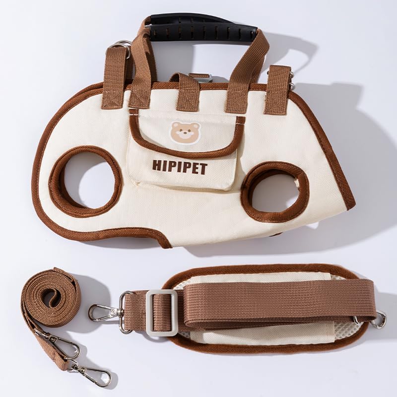Pet Strap Artifact, Breathable Washable Dog Carrier Backpack, Multifunctional Double Shoulder Adjustable Dog Outing Bag Dog Accessories (Brown,Large)