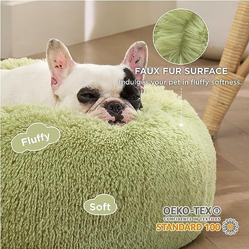 Bedsure Calming Small Dog Bed Donut Washable Cat＆Puppy Bed,23 inches Green