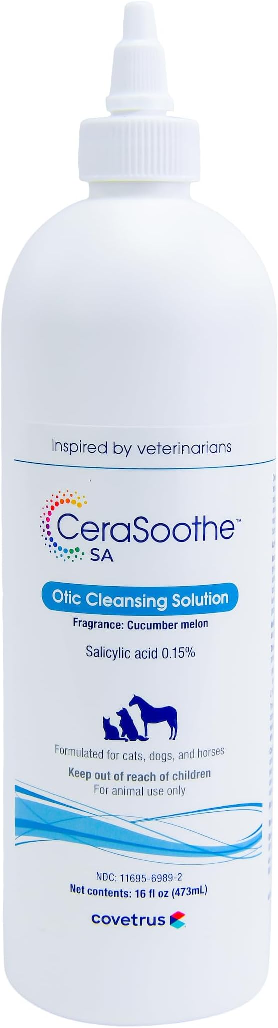 CeraSoothe® SA Ear Cleansing Solution for Dogs, Cats & Horses – Salicylic Acid Formula to Remove Wax, Debris & Odor, 16 oz