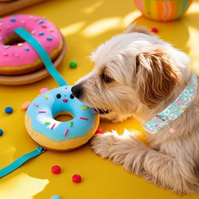 Adjustable Summer Dog Collar, Cute Mint Dessert Dog Collars for Small Dogs, Lightweight Quick-Release Buckle Collar for Boy&Girl Dogs S
