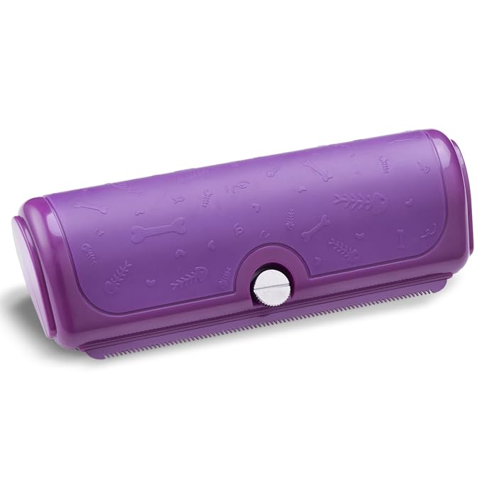 Dog and Cat Deshedding Brush, Purple | For dog and cat grooming, replaceable shedding blade, helps remove loose fur from short and medium coats
