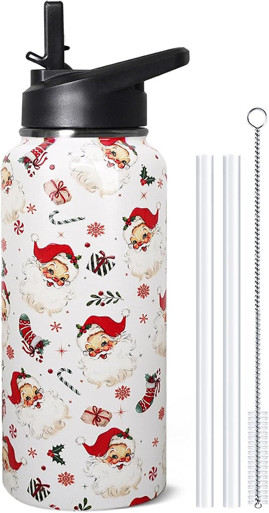 30 oz Christmas Santa Flip Tumbler with lid and Straw CoffeeTravel Mug Cup Water Botter,Christmas Gifts for Women,Christmas Stuff Decor Accessories