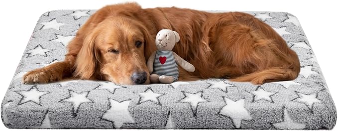 Dog Crate Mats Bed for Medium Dogs, 36x24 Inch Short Plush Pet Mat, 1.6-inch Thick Thin Kennel Pad, Machine Washable Ideal for 36-Inch Dog Crates