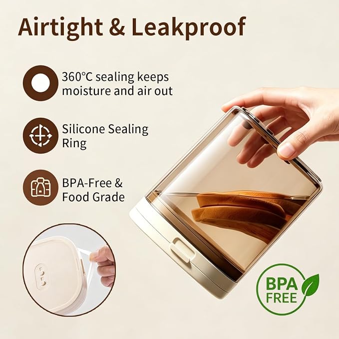 Airtight Food Storage Container with Magnetic Scoop & Built-in Leveler, 1200ML Coffee Storage Container with Date Tracker, BPA Free UV Blocking Food Container for Coffee Beans, Ground Coffee, Tea