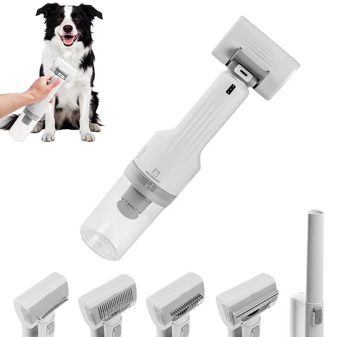 Pet Brush With Vacuum | 5-in-1 Hair Shedding & Vacuum Tool Kits | DELOMENPA Pet Brush With Vacuum | 5-in-1 Hair Shedding & Vacuum Tool Kit