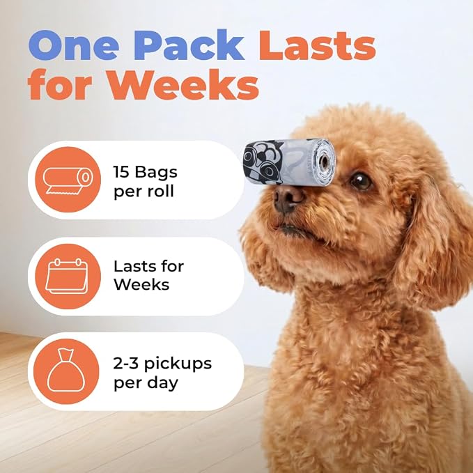 Best Pet Supplies Dog Poop Bags for Waste Refuse Cleanup, Doggy Roll Replacements for Outdoor Puppy Walking and Travel, Leak Proof and Tear Resistant, Thick Plastic - White, 150 Bags