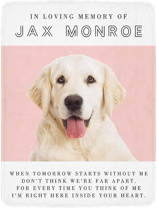 in Loving Memory Personalized Throw Blanket Custom Blankets with Dog Photo Name Soft Fleece Blankets for Pet Cats Gifts
