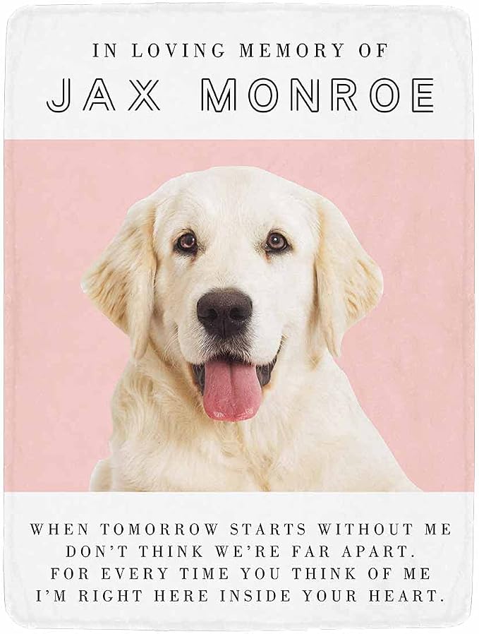 in Loving Memory Personalized Throw Blanket Custom Blankets with Dog Photo Name Soft Fleece Blankets for Pet Cats Gifts
