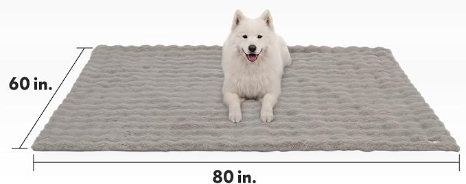 Paw Inspired Waterproof Dog Blanket, Soft Faux Fur Throw with Fur-Resistant Fleece, Washable Pet Blanket, Waterproof Protection for Couch, Bed, Furniture, Crate, Car (80x60, Gray)