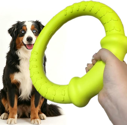 LaRoo Dog Ring Toy, Durable Soft Flying Disc, Thickened, Floatable Pool Toy for Medium Large Dogs, Interactive Tug of War & Fetch Toy for Outdoor Training, Teeth Cleaning & Exercise (Green-11.8inch)