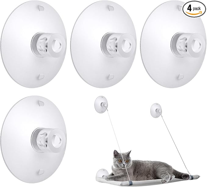 4 Pieces Cat Window Perch Suction Cup Powerful Window Bed Seat Replacement Suction Cup Clear PVC Sucker Pads for Cat Hammocks/Window Seat/Perch