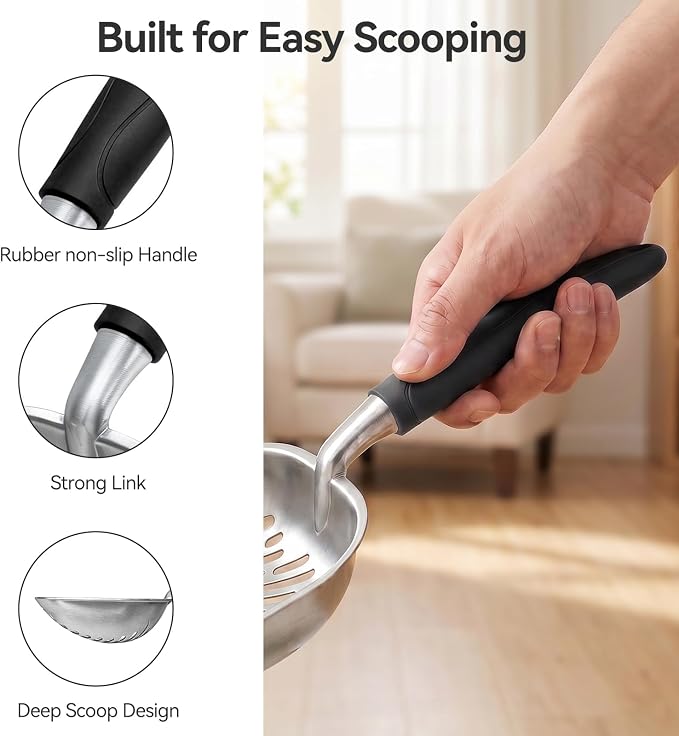 Cat Litter Scoop, Kitty Metal Scooper, Heavy Duty Aluminum Deep Sifter with Long Handle, Rustproof Durable Kitten Poop Shovel for Travel & Small Litter Box