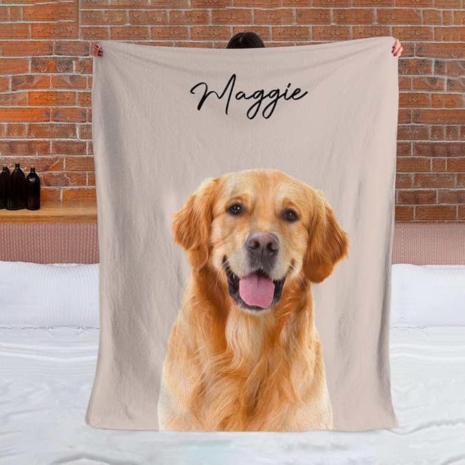 Pamaheart Custom Dog Face Blankets, Personalized Pet Photo Blanket, Fleece Dog Blankets, Customized Photo Throws, Dogs Dad Gifts, Pet Lover Gifts, Memorial Gift /18