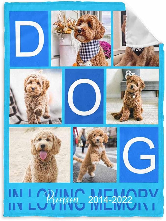 InterestPrint Custom Memorial Throws Blanket for Dog, in Loving Memory of Dog Bed Blanket Customized Loss of Pet Dog Photo Blankets Warm Bereavement Gift for Dog Mom 60X80 Inch