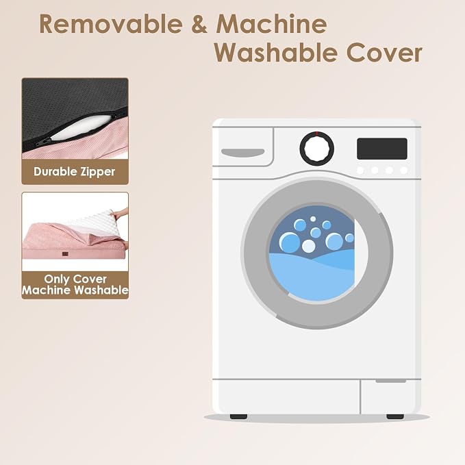 EHEYCIGA Orthopedic Dog Bed Large with Removable Washable Cover, 41IN Pink | Egg Crate Foam Support, Durable Oxford fabric, Non-Slip Bottom, Machine Washable, Soft Waterproof Plush Pet Bed Mat For Crate