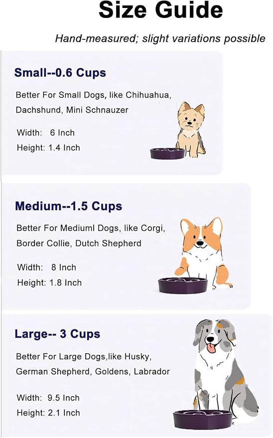 LE TAUCI Slow Feeder Dog Bowls Ceramic, 3 Cups Slow Feeding Dog Bowl Medium Large Breed, Pet Bowl for Fast Eaters, Puzzle Pet Dishes, Maze Purple