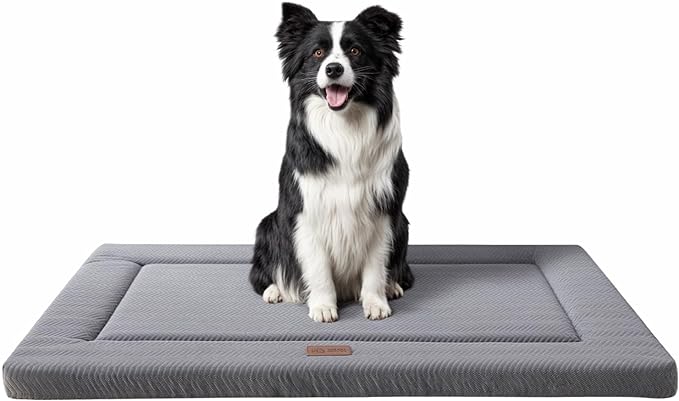 Dog Bed for Crate, Small Dog Crate Beds, Washable Pet Bed Mat Kennel Pad | 24" Pet Beds Mat W/ Soft Wavy Plush Comfortable Anti-Slip Sleeping Mattress for Dogs & Cats,Grey