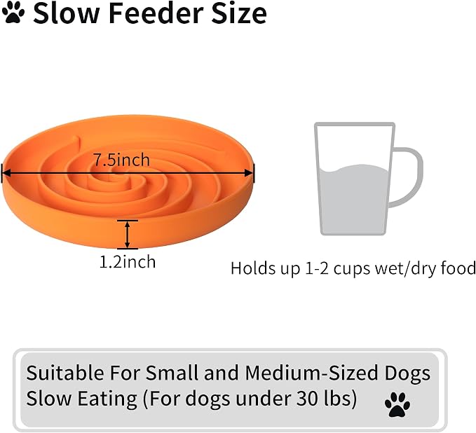 Bifeaw Slow Feeder Dog Bowls, Dishwasher Microwave Safe Silicone Puppy Puzzle Bowl with Non-Slip Design for Eating (Green and Orange)
