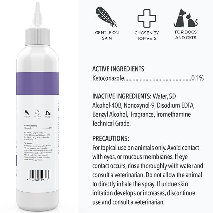 Smiling Paws Medicated Tris Flush Ear Cleaner for Dogs & Cats, 12oz | Contains Ketoconazole, Treats Itching, Odor Treatment, Ear Medication