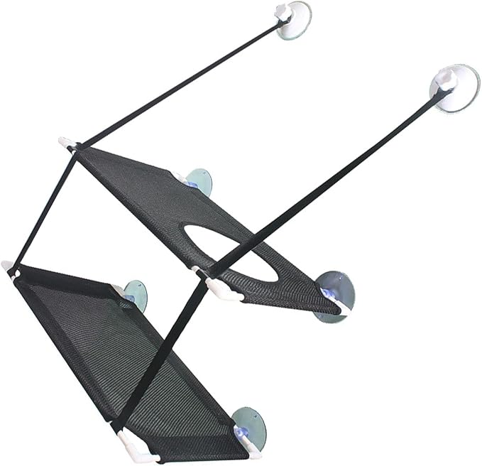 JTLB Cat Hammock, Double Layer Hanging Cat Bed with Strong Suction Cups, for Window Balcony Indoor Outdoor Use (Black 2 Layer)
