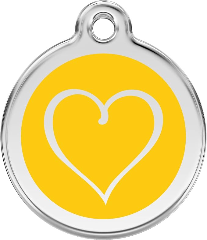 Red Dingo Personalized Tribal Heart Pet ID Dog Tag (Large Yellow)