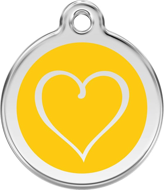 Red Dingo Personalized Tribal Heart Pet ID Dog Tag (Small Yellow)