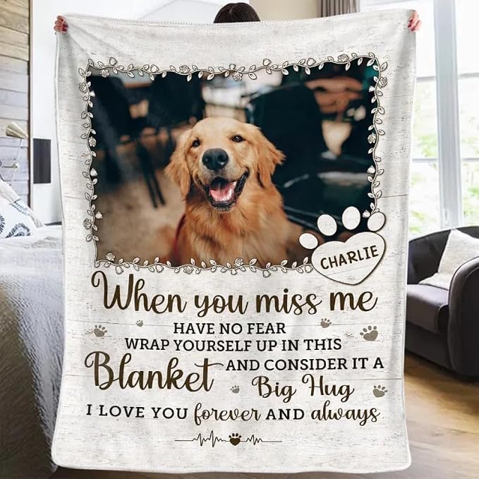 Pamaheart Custom Dog Face Blankets, Personalized Pet Photo Blanket, Fleece Dog Blankets, Customized Photo Throws, Dogs Dad Gifts, Pet Lover Gifts, Memorial Gift /41