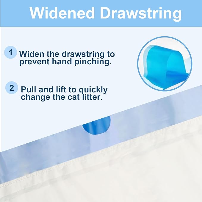 40 Count 21.6"Opening x 11.8"L Cat Litter Box Liners for Self-Cleaning Cat Litter Box, Replacement Automatic Litter Box Liners, 2 Rolls Drawstring Trash Bags for Robot, Extra Thick,（2 Packs/40 Counts）