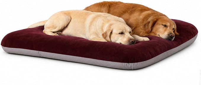 Magic Dog Super Soft Extra Large Dog Bed, 47 Inches Jumbo Orthopedic Foam Pet Beds with Anti Slip Bottom, Dog Sleeping Mattress with Removable and Washable Cover, Burgundy XL