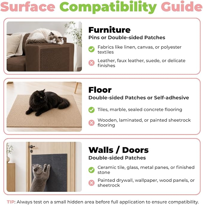 Best Pet Supplies Catify Cat Scratcher, Fun Interactive Scratchers, Posts, Poles, Claw Safe, Furniture Saver Indoor Play Support Natural Cat Behaviors Heavy Duty - Brown Mat - L: 78"