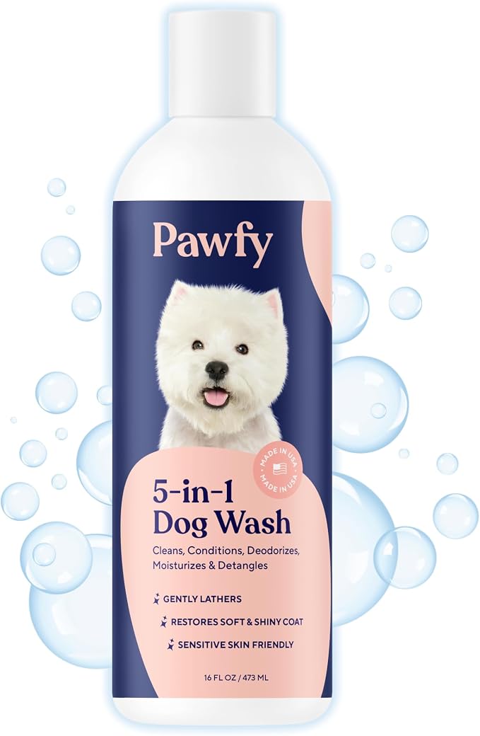 Pawfy Dog Shampoo & Conditioner, Oatmeal & Aloe for Itchy Sensitive Skin | Wash away that doggy smell and leave your pup fresh, clean and soft, with a gentle formula that won't dry their skin.