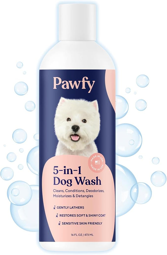Pawfy Dog Shampoo & Conditioner, Oatmeal & Aloe for Itchy Sensitive Skin | Wash away that doggy smell and leave your pup fresh, clean and soft, with a gentle formula that won't dry their skin.