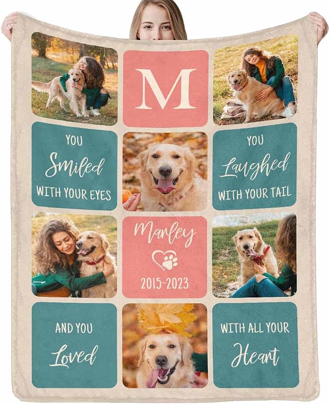 Artsadd Dog Memorial Gifts for Loss of Dog-Personalized Blanket with Photos and Name-in Loving Memory Gifts for Loved Ones Lost-Custom Remembrance Gifts Blankets for Pets Lover