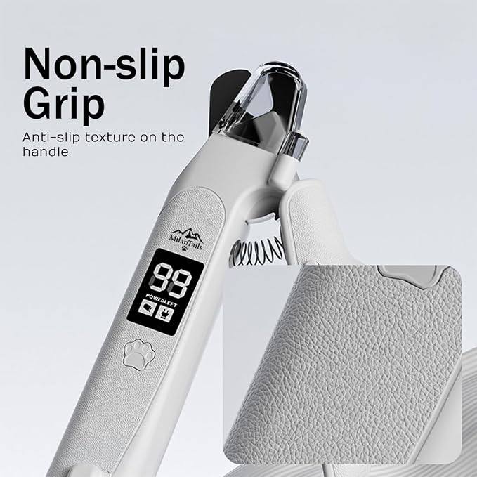 2-in-1 Dog Nail Clipper and Grinder with LED Light, USB Rechargeable Quiet Electric Pet Nail Trimmer for Dogs and Cats with Safety Guard