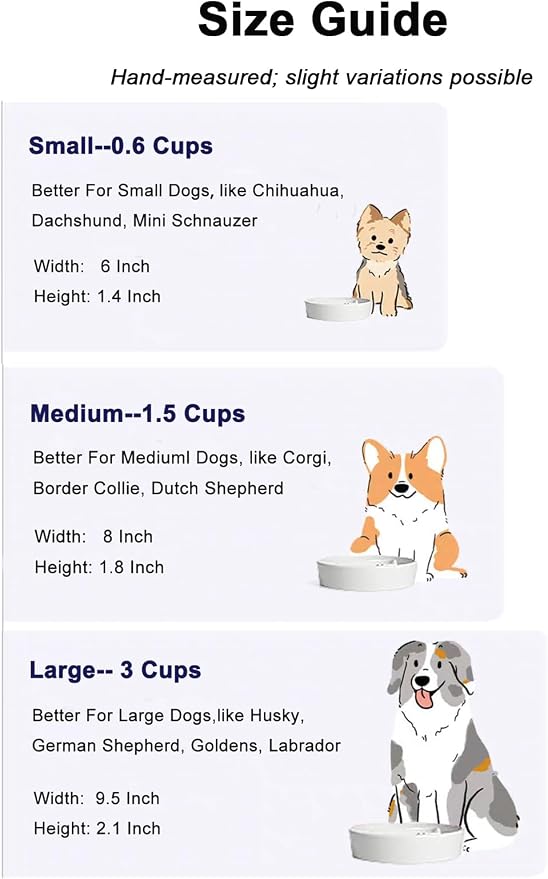 LE TAUCI Dog Bowls Slow Feeder Ceramic, 1.5 Cups Slow Feeding Dog Bowl Small Medium Breed, Puppy Bowl for Fast Eaters,Angel White