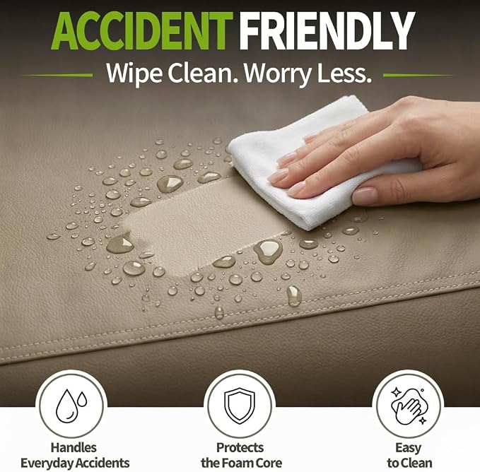 Waterproof Dog Bed for Crate Pad, Leather Pet Mat with Wipeable Removable Cover, Large Size Crate Mat