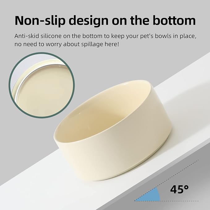 Havniva 7.3inch Ceramic Raised Dog Bowl with Stand, Double Dog Bowls Elevated for Medium Breed Dog Food and Water Bowl Set Non-Slip Dog Dish Large Capacity Feeding Pet Water Bowl