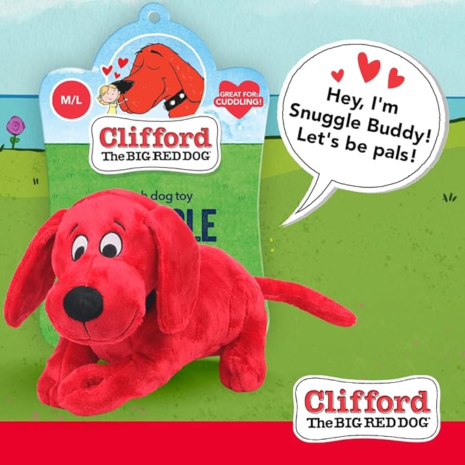 Clifford® Snuggle Buddy Medium Size Plush Dog Toy | Cozy Dog Stuffed Animals Play Toy for Medium to Large Dogs | Comfort, Squeakers, Crinkle, Interactive Bonding