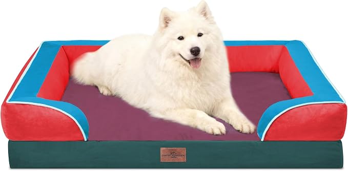 Comfort Expression Orthopedic Dog Beds for Large Sized Dog with Bolster | Waterproof Dog Couch Bed with Washable Cover & Non-Slip Bottom, Supportive Egg Crate Foam Large Pet Bed, 36x27 Inch