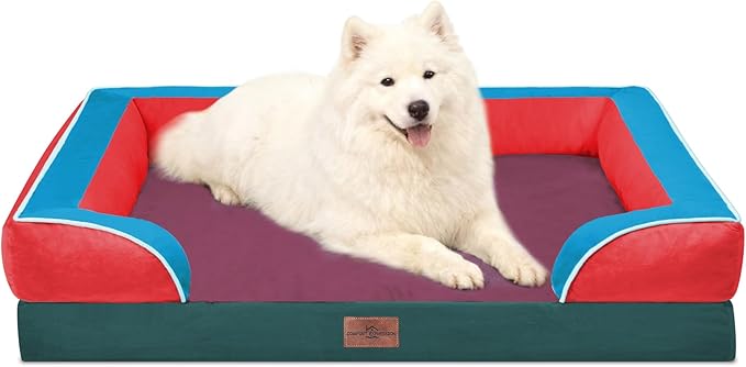 Comfort Expression Orthopedic Dog Beds for Large Sized Dog with Bolster | Waterproof Dog Couch Bed with Washable Cover & Non-Slip Bottom, Supportive Egg Crate Foam Large Pet Bed, 36x27 Inch