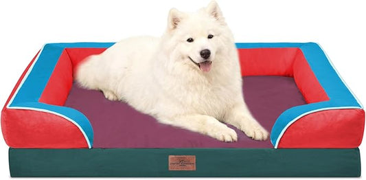Comfort Expression Orthopedic Dog Beds for Large Sized Dog with Bolster | Waterproof Dog Couch Bed with Washable Cover & Non-Slip Bottom, Supportive Egg Crate Foam Large Pet Bed, 36x27 Inch