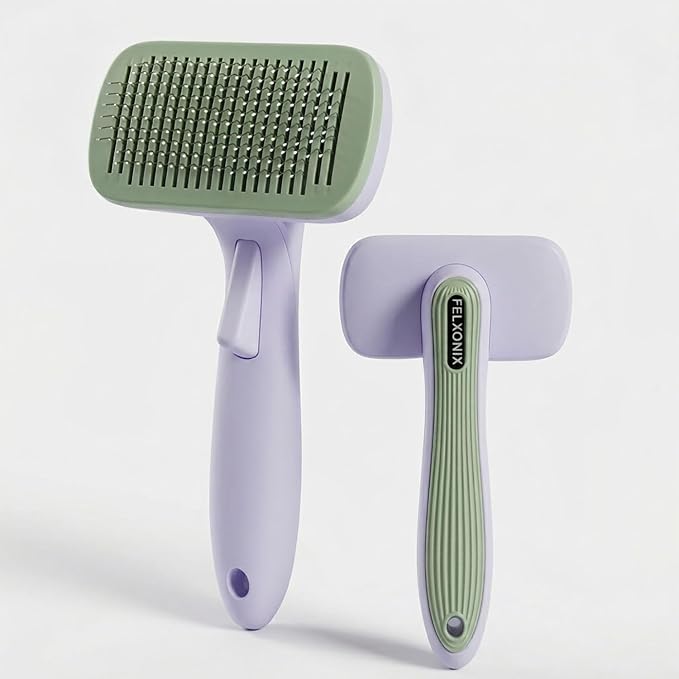 Self Cleaning Slicker Brush for Dogs & Cats, Deshedding Dog Brush | Cat Brushes for Indoor Cats, Removes Loose Undercoat, Mats and Tangles, Skin Friendly Grooming for Long and Short Hair