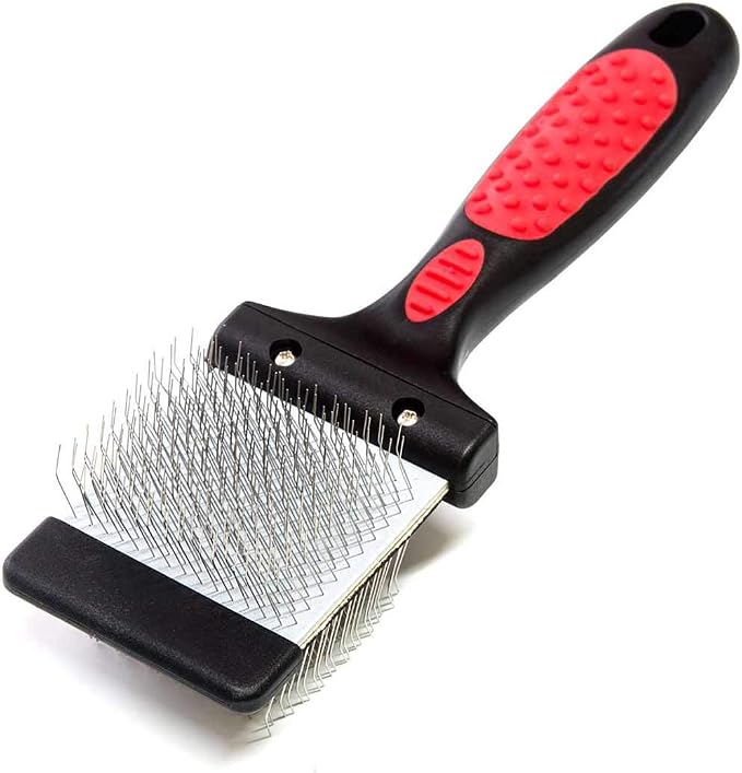Ryan's Pet Supplies Paw Brothers Double Sided Firm Flex Slicker Brush, Professional Grade, Angled Stainless Steel Pins, Comfort Grip, Flexible Head, Firm, Large
